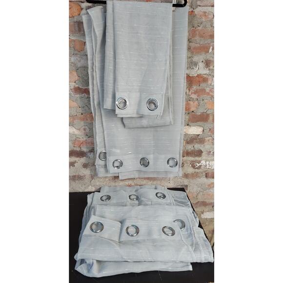 4 Panels Grey Sheer grommet-top curtains 38" X 80" TJ - Picture 1 of 3